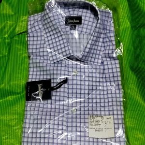 NWT Nieman Marcus brand impeccable quality purple check trim fit all 2ply cotton